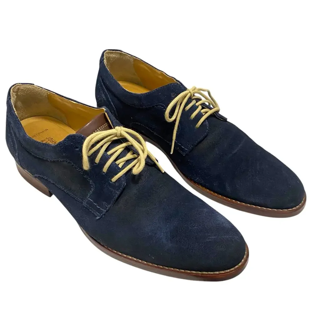 Johnston & Murphey Hartley Plain Toe Size 11 Blue Suede Dress Shoes
